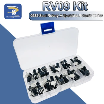 RV09 készlet függőleges 12.5mm tengely 1K 2K 5K 10K 20K 50K 100K 1M 0932 Állítható ellenállás 9 típusú 3Pin tömítésű forgó potenciométer