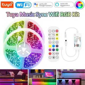 TUYA Music Sync Wifi RGB vezérlő DC12V RGB 5050 LED szalag fény vízálló 60leds / m otthoni fény hang Alexa Google 1M-10M