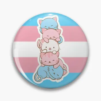 Transznemű büszkeség zászló Aranyos Kawaii macskák puha gombos tű fém ékszerek kreatív hajtóka tű dekoráció ajándék rajzfilm nyakörv női szerető