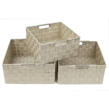 Tároló doboz Szőtt kosár Tartály Konténer Tote Cube rendszerező készlet Egymásra rakható tároló kosár Szövött heveder polc rendszerező