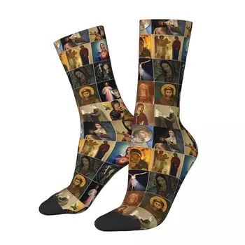 Vicces őrült zokni férfiaknak Szentek Hip Hop Jézus Krisztus minőségi minta Nyomtatott legénységi zokni újdonság ajándék