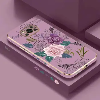 Virágzó rózsa luxus bevonatú telefontok Xiaomi Poco M5 M4 Pro F4 X4 GT F4 GT X4 F3 X3 M3 X3 NFC X2 X3 Pro C40 borítóhoz