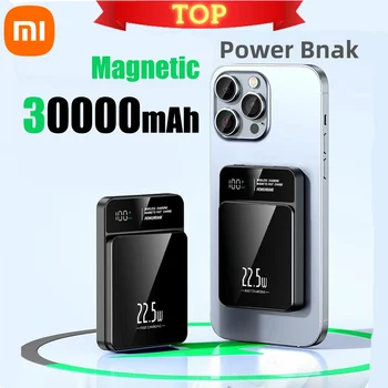 Xiaomi 30000mAh mágneses Qi vezeték nélküli töltő Power Bank 22.5W Mini Powerbank iPhone-hoz Samsung Huawei gyorstöltés