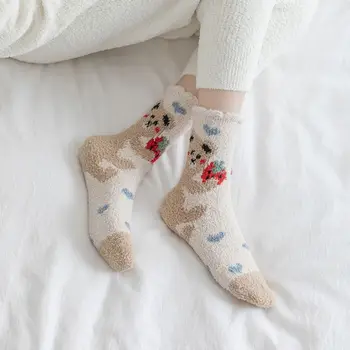 Zokni Aranyos rajzfilm lánynak Nyúl Otthoni zokni Téli panda korall bársony zokni női harisnya középső cső zokni Állati zokni