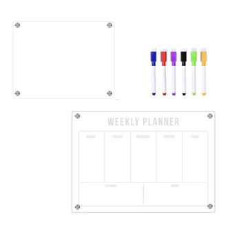 mágneses heti naptár hűtőszekrényhez, 2 db akril mágnes törlőtábla, heti tervező tábla tábla tiszta tábla naptár