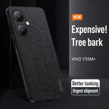  vivo Y35+ Plus Y 35 Phone Case Tree Pattern bőr Luxus matt puha szilikon élek Ütésálló aranyos tok vivoY35+Plus