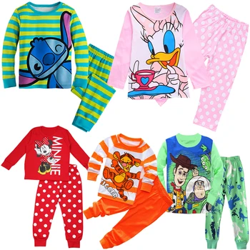 Új Four Seasons gyermek pizsama készletek Stitch Boy Tigger hálóruha rajzfilm Minnie pizsama Kislányok fiúk százszorszép ruhák Nighty