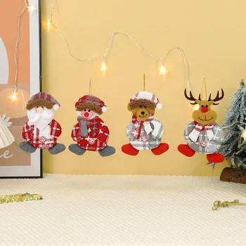 Új karácsonyi harangmedál Mikulás hóember fakó szövet dekorációs kellékek karácsonyfa medál