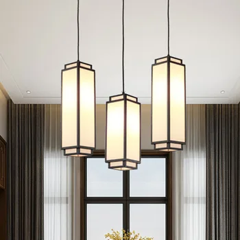 Új kínai minimalista függőlámpa előszoba Hálószoba éjjeli téglalap alakú függő lámpák Bár Étterem lámpák Tanulmány Teaház Led
