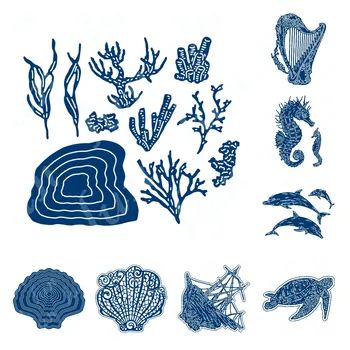 Új érkezők 2023 Sea Flora Metal Craft meghal Vágó fotóalbum DIY scrapbooking papírkártyákhoz Kézzel készített penész dombornyomás