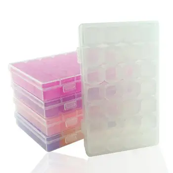 Üres dupla lezárt kivehető tablettatartó Gyöngyök tartály Műanyag tároló doboz gyémánt strassz szervező Nail Art kiegészítők